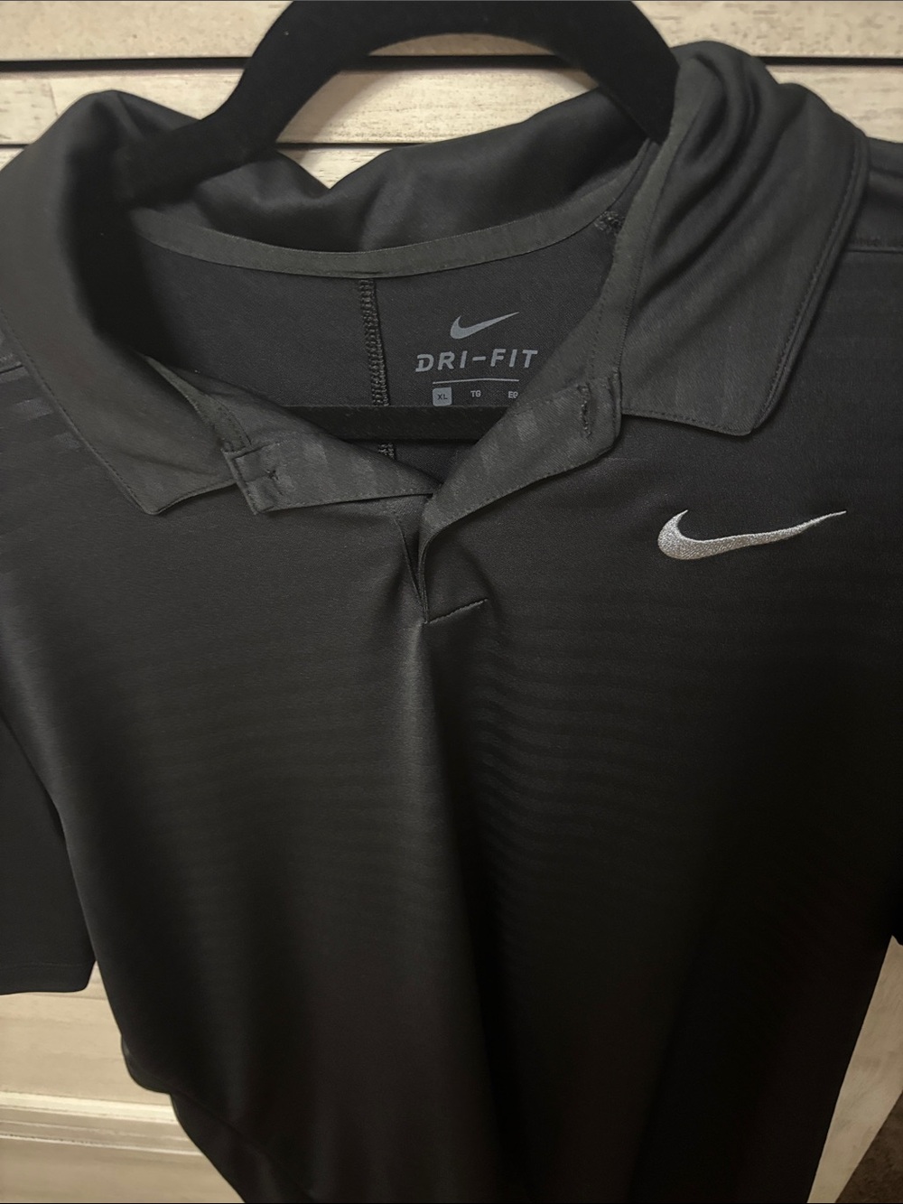 Nike Black Dri-FIT Polo with Silver Swoosh